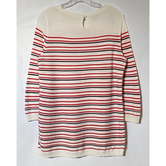 Talbots Sweater Womens Medium Petite Mulitcolor Pointelle Knit 3/4 Sleeves - Picture 2 of 13